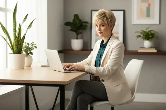 10 inches Gold Natural Wigs for Women - Short Pixie Cut Synthetic Wig for Daily Party - 