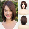 Women's Short Bob Synthetic Wig with Side Part Slanted Bangs – Transparent Lace Cap, High-Temperature Fiber, Small Size 22584 14 in H999befb33cbc43159efeb15782bd4196i