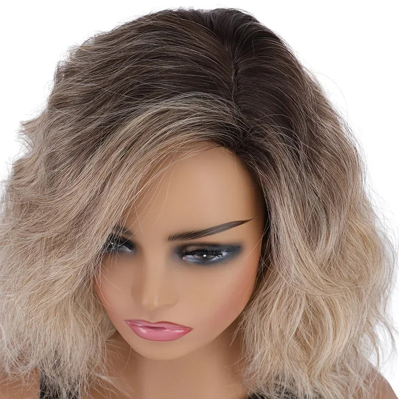 Women's Synthetic Wigs - Heat-Resistant Deep Root Natural Brown Gradient Hair Accessories for Daily Dressing - Gradient brown / 12inches / 1pc