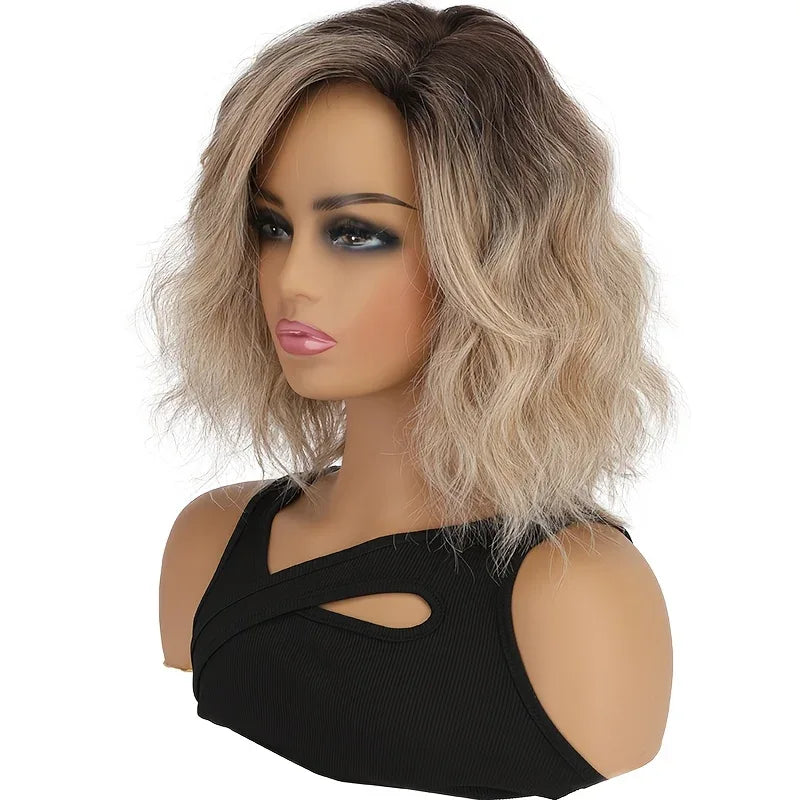 Women's Synthetic Wigs - Heat-Resistant Deep Root Natural Brown Gradient Hair Accessories for Daily Dressing - Gradient brown / 12inches / 1pc