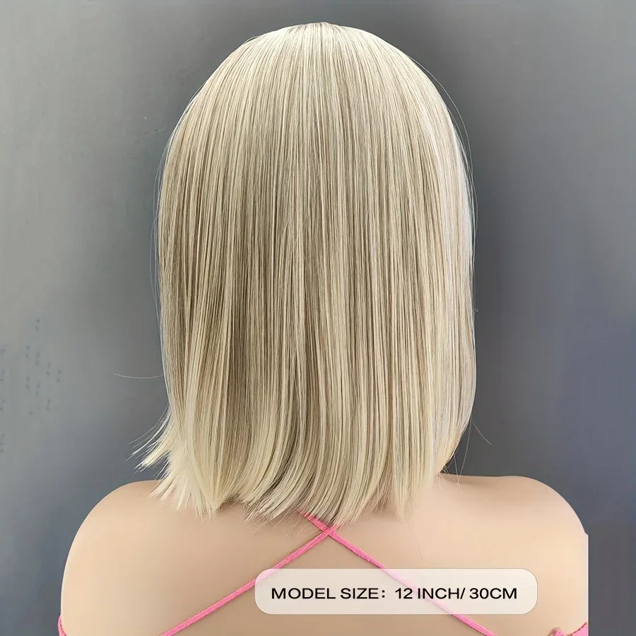 Ombre Bob Wig - Stylish Middle Part Synthetic Hair for Cosplay, Parties and Daily Wear - Brown / 12inches