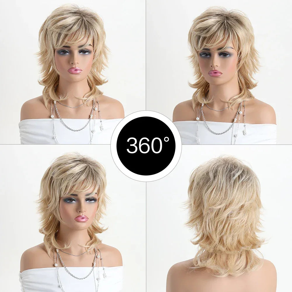 Short Natural Wigs with Bangs - Soft Brown Ombre Curly Synthetic Hair for Daily Use and Costume Parties S23bf992a4f2546dc847eb3975ffc06c5s