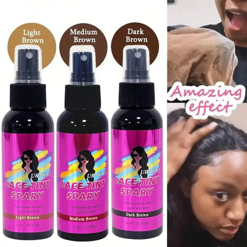 100ML Waterproof Lace Tint Spray Concealer Mousse Melting for Wigs Lace Closure Front Toupees Edge Control Hair Makeup - 