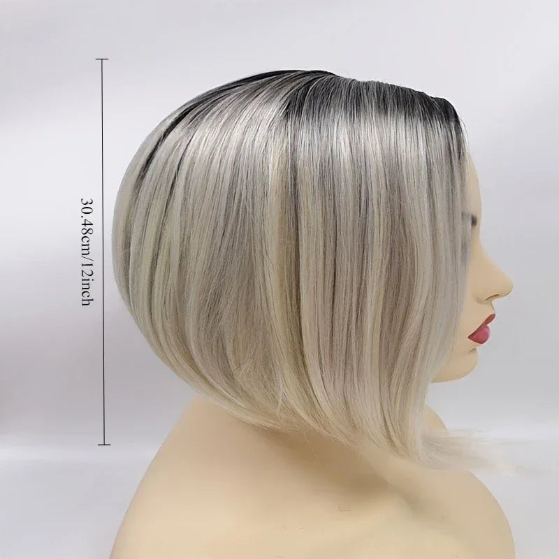 Women's Khaki Gradient Bob Wig - Synthetic Fiber Wig for Every Occasion S35ecdd5b18eb4c81a6606e13d46e4823c