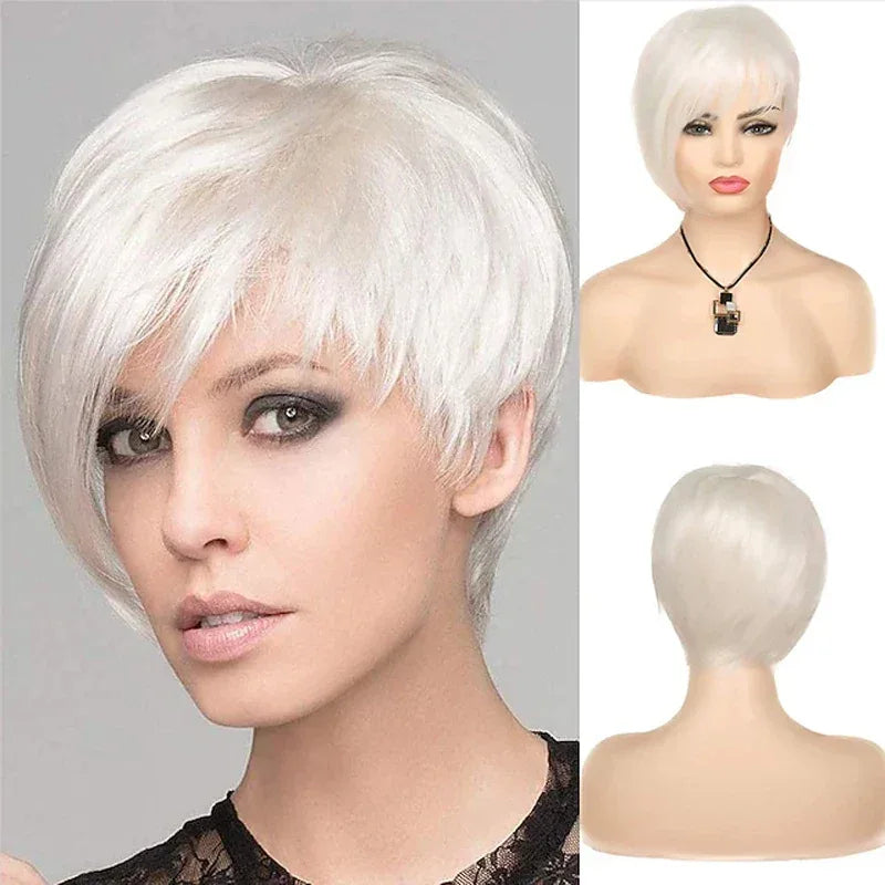 HAIRJOY Short White Wig with Fringe for Women – Synthetic Heat Resistant Pixie Wig for Cosplay and Halloween Parties A1 10inches S388d78aec6d8480cb420d4060b851fe4s