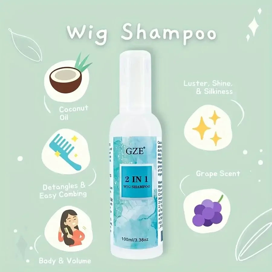 GZE Wig Shampoo for Synthetic Hair - 2 IN 1 Deep Cleansing, Soak & Rinse, Moisturizes and Revitalizes - 