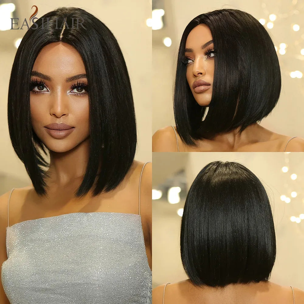 Synthetic Bob Wigs for Women - Short Straight Light Blonde Beige Natural Hair Wigs for Daily Cosplay, Heat Resistant - Wig-LC2050-1