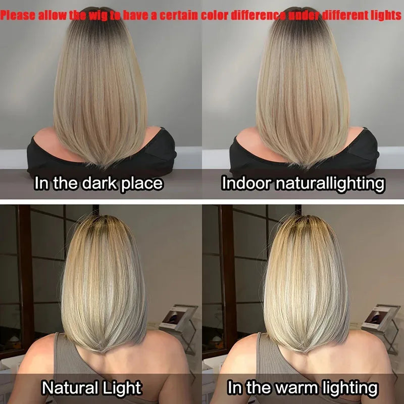 Women's Synthetic Wigs - Heat-Resistant Deep Root Natural Brown Gradient Hair Accessories for Daily Dressing - Gradient brown / 12inches / 1pc