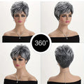 Light Gray Pixie Cut Wig - Thick Synthetic Hair with Rose Mesh Hat for Everyday Wear GRAY 10inches 1pc S466c6d47188645bf9cb338de37bc7d0ds