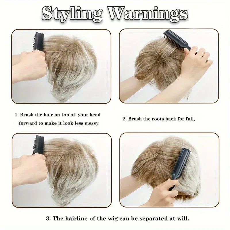 Highlighted Bob Short Straight Hair Wig for White Women's Daily Wear Accessories S4849e263d9ba479dab16b7453e37a73f7