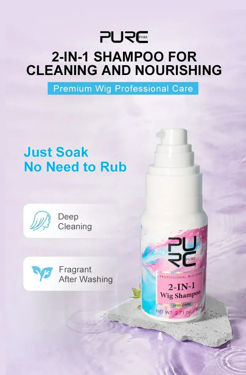 PURC 2-IN-1 Professional Sulfate-Free Wig Shampoo for Synthetic & Human Hair - Moisturizing Cleanser with Long-Lasting Fragrance S4bb86f698deb4e39a851cb46340503794