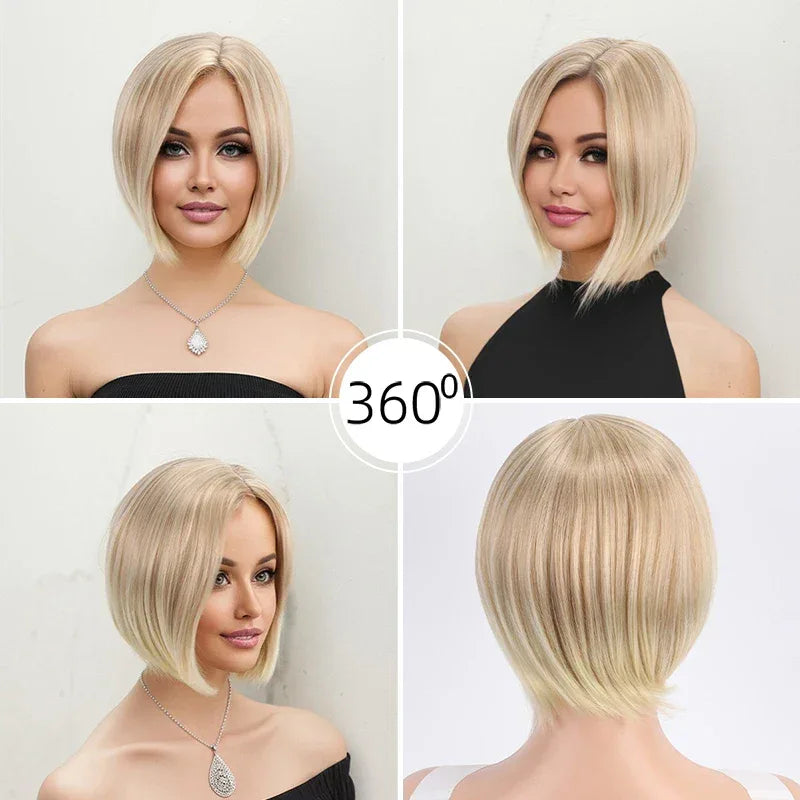 Synthetic a Short Side-Swept Straight Wig for Women, 150% Suitable for Mother's Day Gifts and Music Festival Parties.