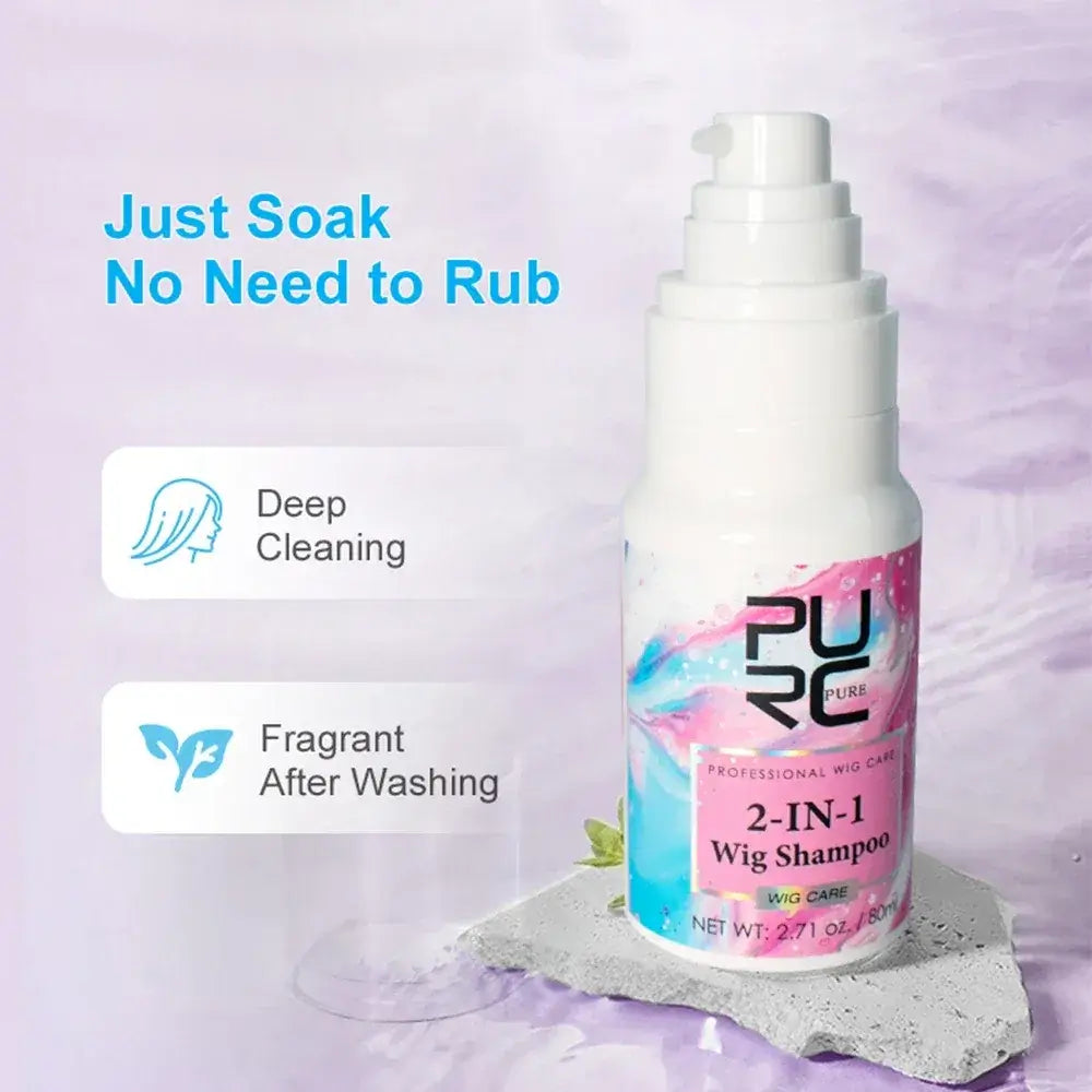 PURC 2-IN-1 Professional Sulfate-Free Wig Shampoo for Synthetic & Human Hair - Moisturizing Cleanser with Long-Lasting Fragrance S596816a2fb114c58a045c2cd320d4245N