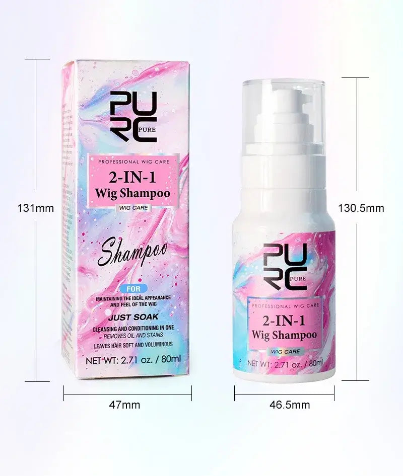 PURC 2-IN-1 Professional Sulfate-Free Wig Shampoo for Synthetic & Human Hair - Moisturizing Cleanser with Long-Lasting Fragrance - 