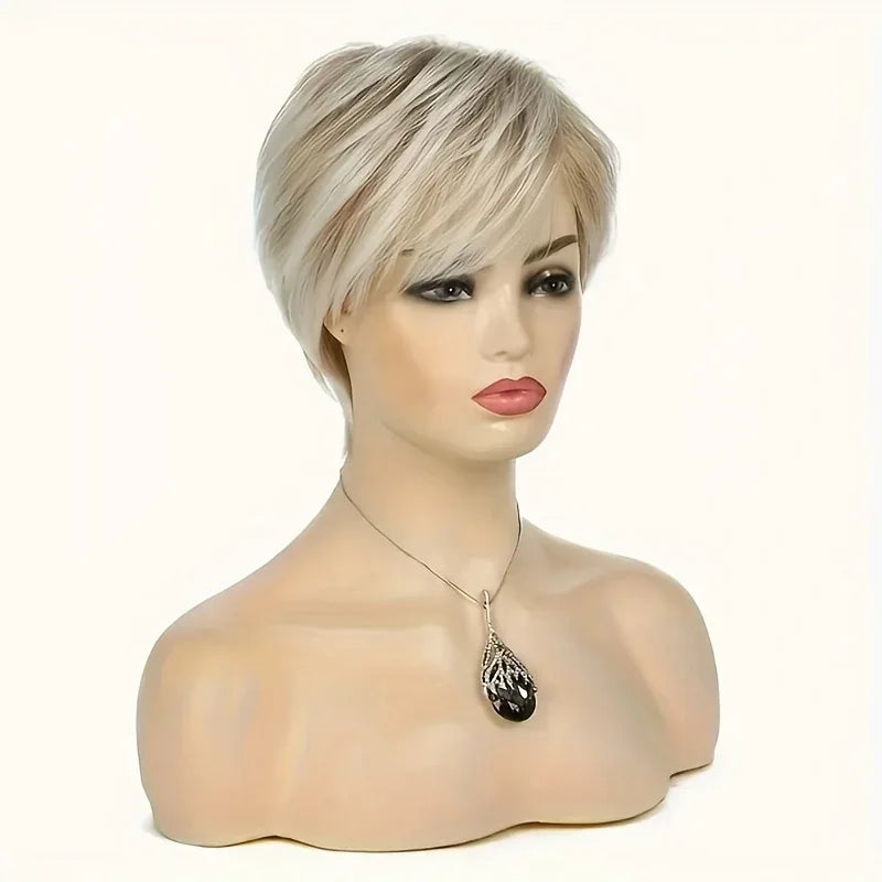 Short Gold Gradient Elf Wig - Layered Synthetic Cosplay Wig for Daily and Party Use with Accessories S6158469edcab4e30aeda1973e6a10e2eN