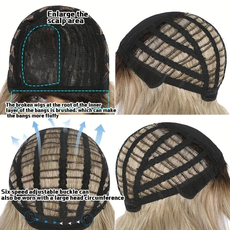 Women's Synthetic Wigs - Heat-Resistant Deep Root Natural Brown Gradient Hair Accessories for Daily Dressing - Gradient brown / 12inches / 1pc