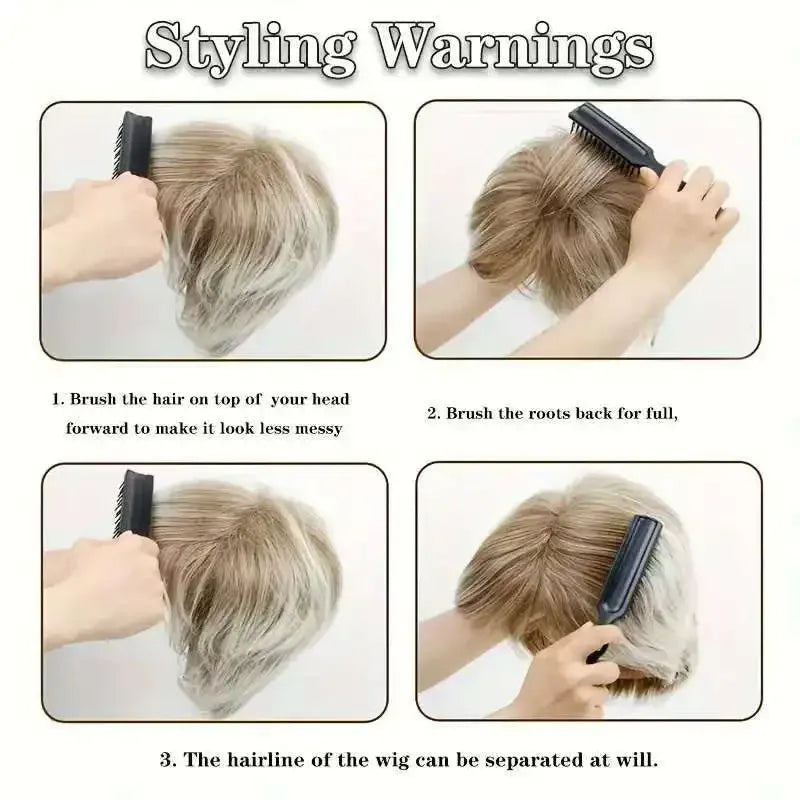 Women's Khaki Gradient Bob Wig - Synthetic Fiber Wig for Every Occasion - Black root fading to / 12inches / 1pc