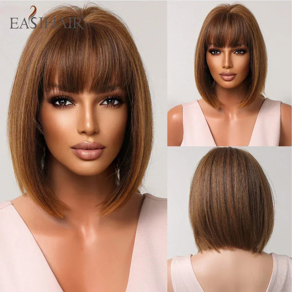 Synthetic Bob Wigs for Women - Short Straight Light Blonde Beige Natural Hair Wigs for Daily Cosplay, Heat Resistant Wig-LC2071-2 S7424c24f7b78461bbd058325cdf278a2Y