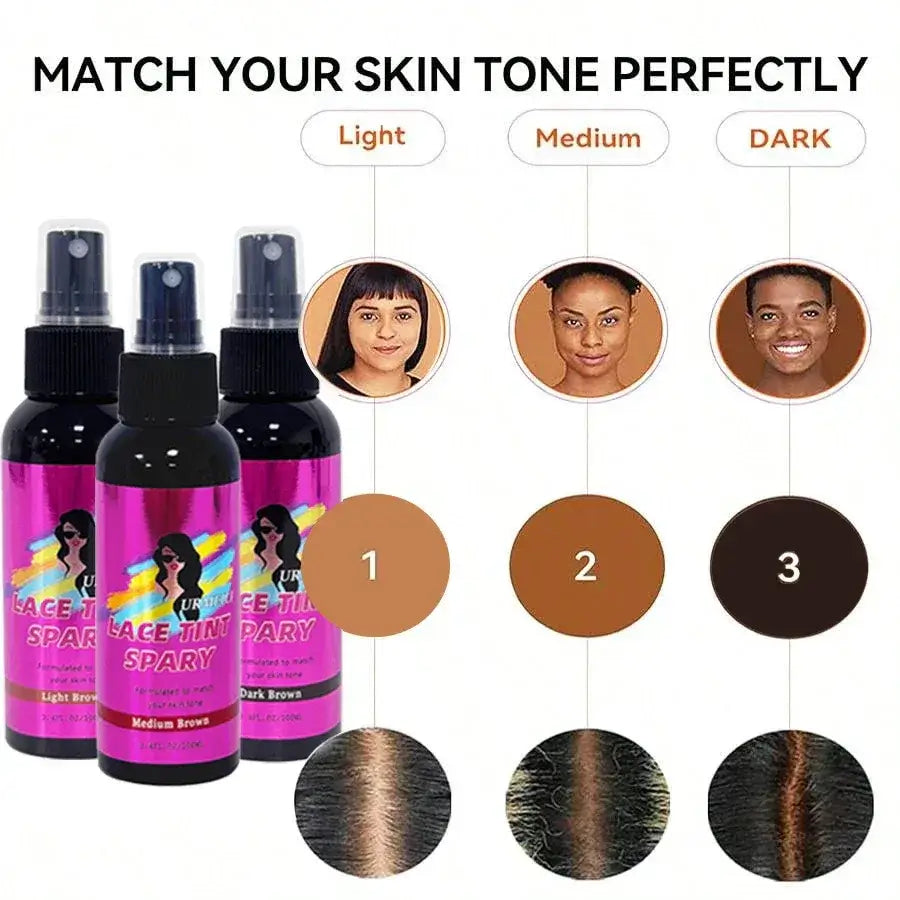 100ML Waterproof Lace Tint Spray Concealer Mousse Melting for Wigs Lace Closure Front Toupees Edge Control Hair Makeup - 