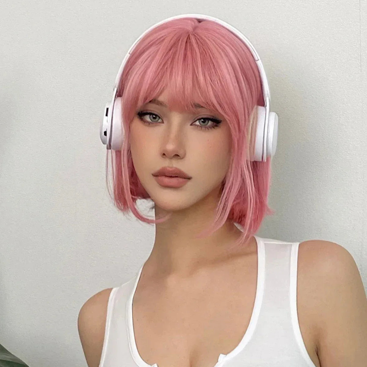 LOUIS FERRE Pink Straight Bob Wig for Women - Short Synthetic Wig with Bangs, Cute Heat Resistant Cosplay Hairstyle S7b2dfabe252941d8af68b0c346e52a2bL