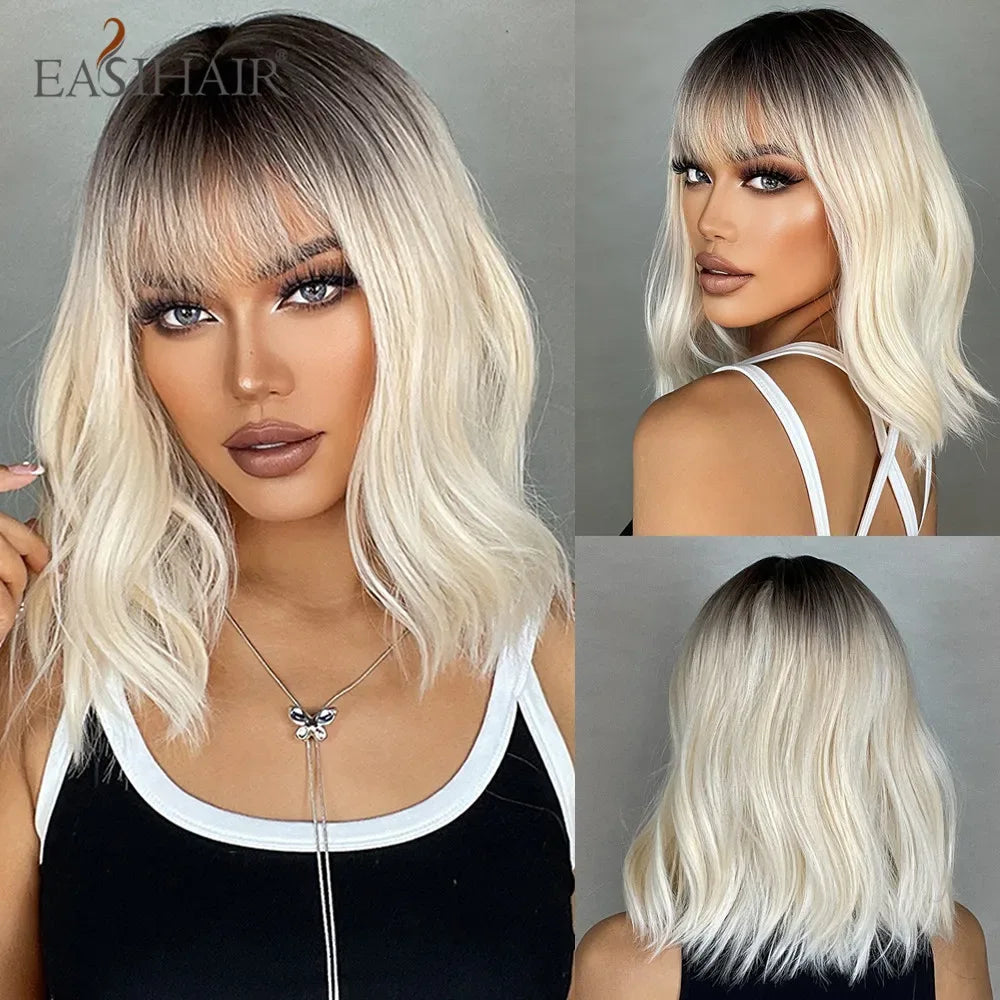 Synthetic Bob Wigs for Women - Short Straight Light Blonde Beige Natural Hair Wigs for Daily Cosplay, Heat Resistant Wig-LC073-1 S88ca895dc34c42f1920c13f0d3952c807