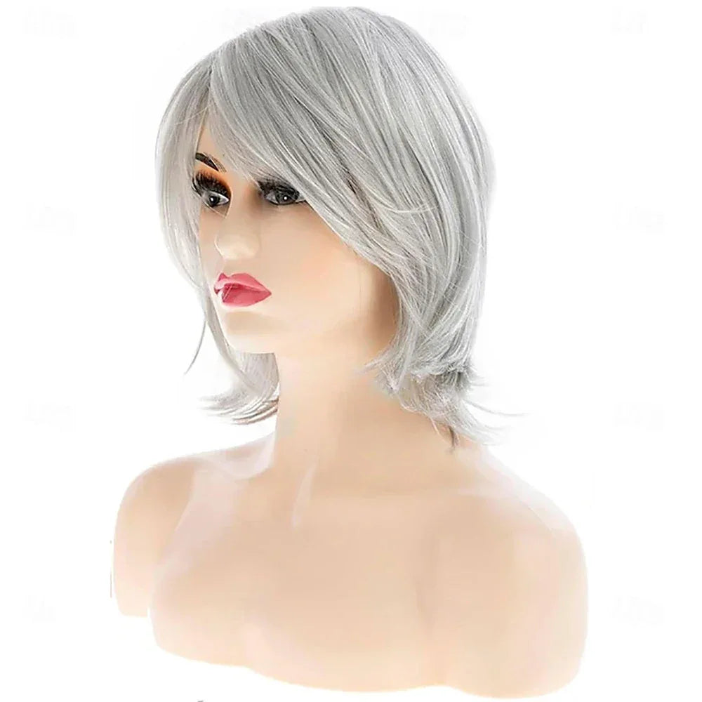 HAIRJOY Synthetic Hair Wig Short Grey Wig for Women S942b0709317640b6a9eccc9e3c1f9798D