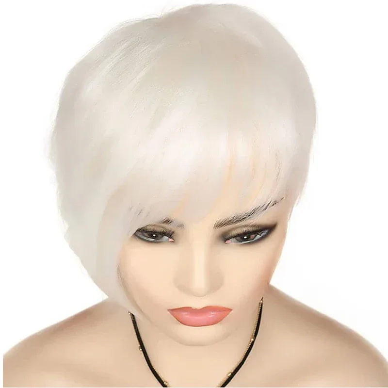 HAIRJOY Short White Wig with Fringe for Women – Synthetic Heat Resistant Pixie Wig for Cosplay and Halloween Parties S9569c25f08f3432aa10f3b711282594ah