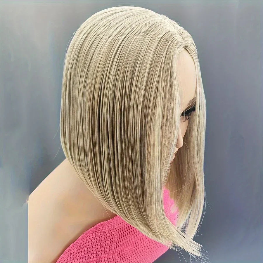 Ombre Bob Wig - Stylish Middle Part Synthetic Hair for Cosplay, Parties and Daily Wear - Brown / 12inches