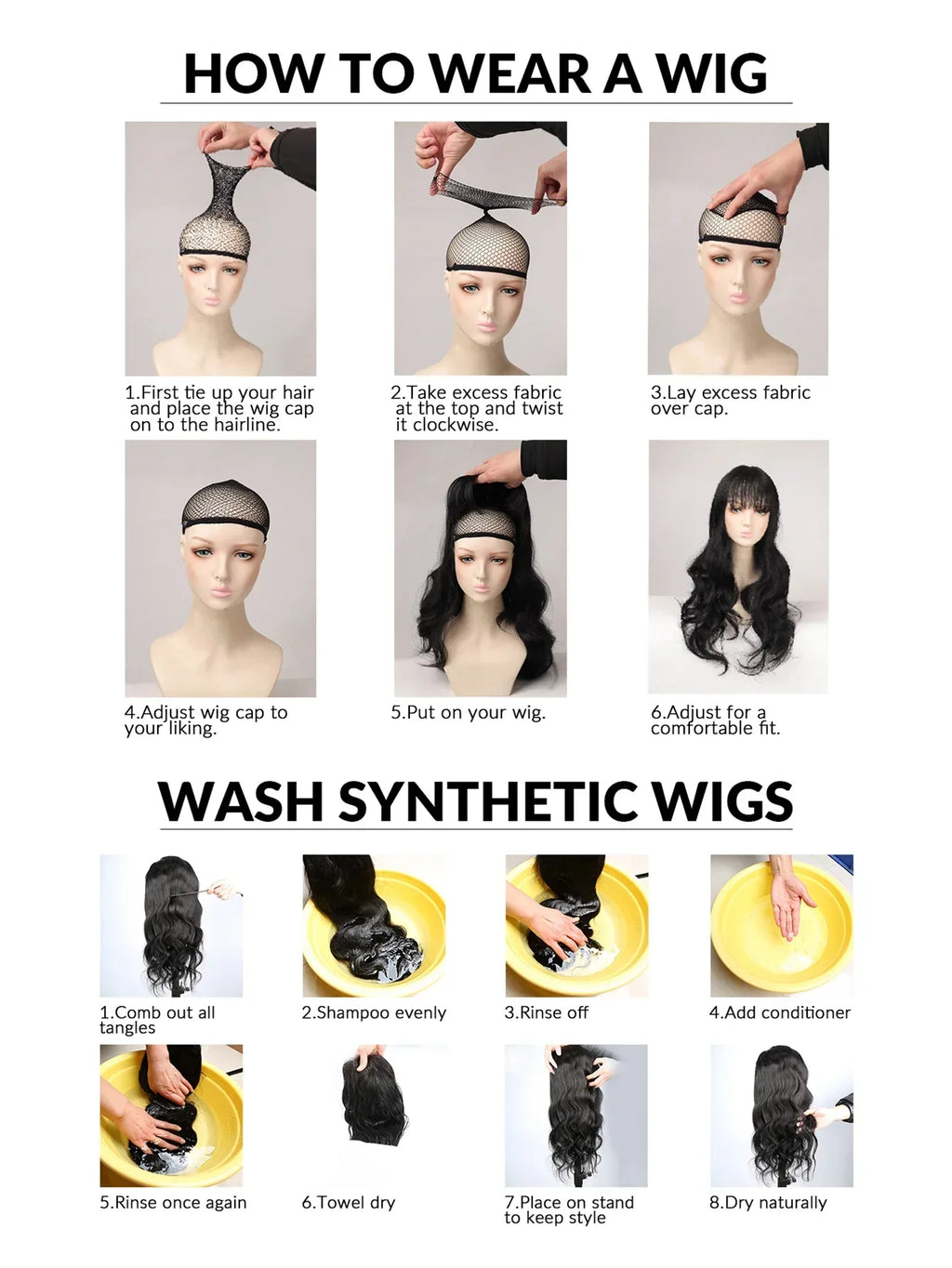 How to Wear a Wig and Wash Synthetic Wigs - Step-by-step Guide with Photos