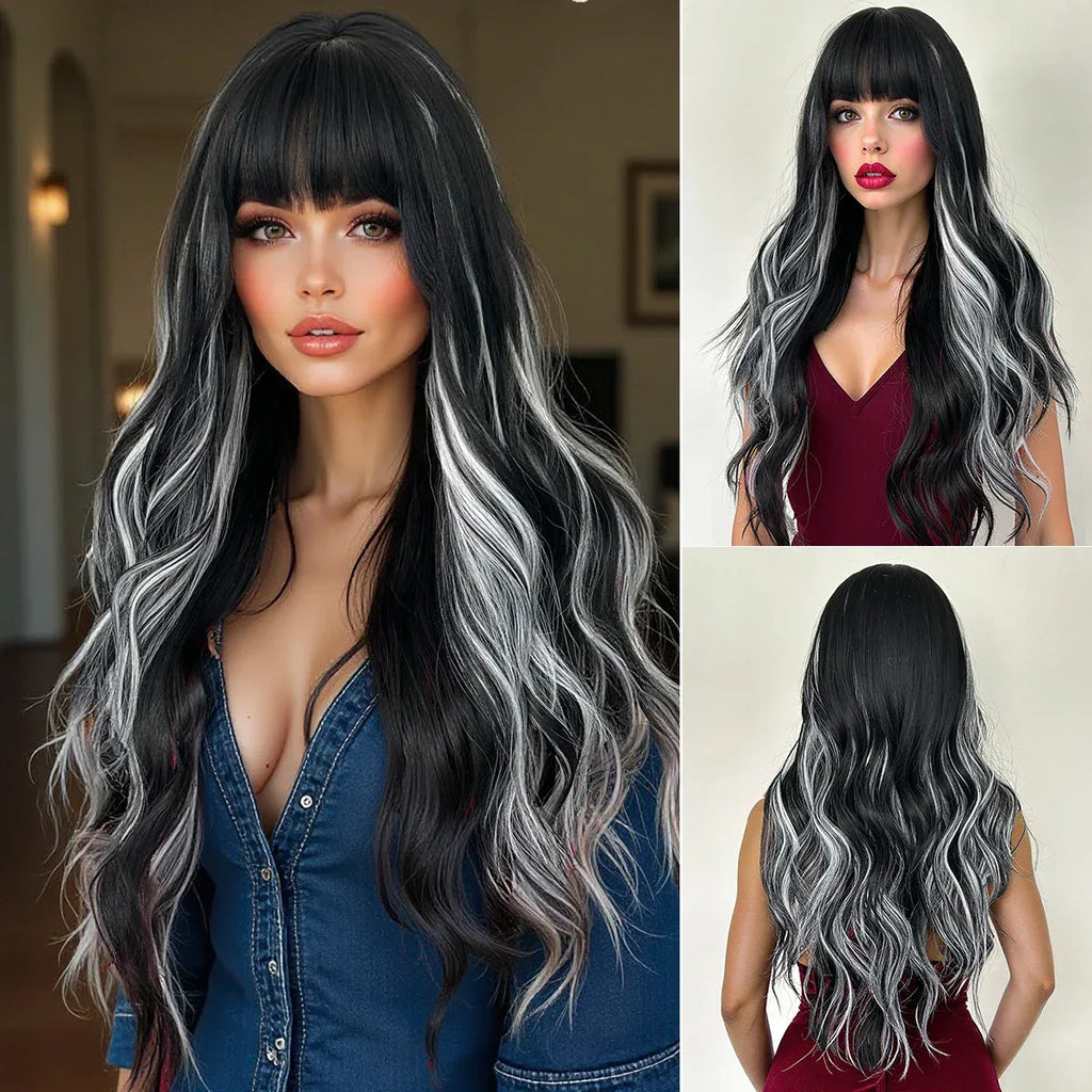 28 Inch Synthetic Wig Light Brown with Highlights - Long Wavy Hair for Everyday and Party Looks 403 28inches Sb505986573144e2b96492ea99d80e9edy