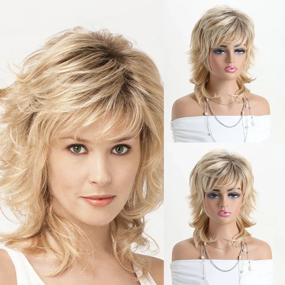 Short Natural Wigs with Bangs - Soft Brown Ombre Curly Synthetic Hair for Daily Use and Costume Parties WIG-023 12inches 1pc Sb5f86752380a430b975a126cfc7adee9x