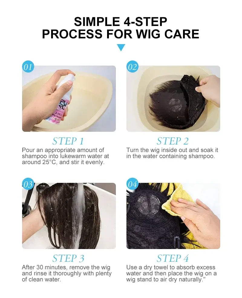 PURC 2-IN-1 Professional Sulfate-Free Wig Shampoo for Synthetic & Human Hair - Moisturizing Cleanser with Long-Lasting Fragrance - 