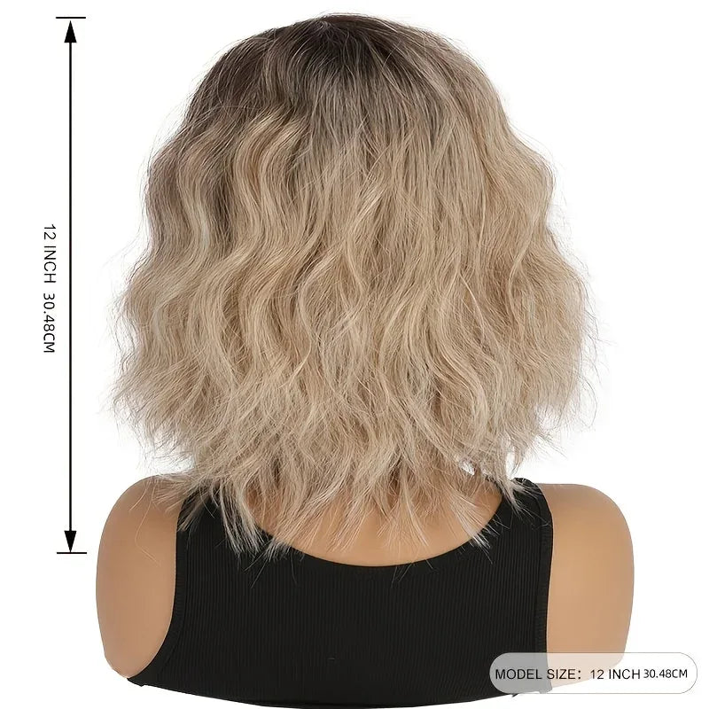 Women's Synthetic Wigs - Heat-Resistant Deep Root Natural Brown Gradient Hair Accessories for Daily Dressing - Gradient brown / 12inches / 1pc