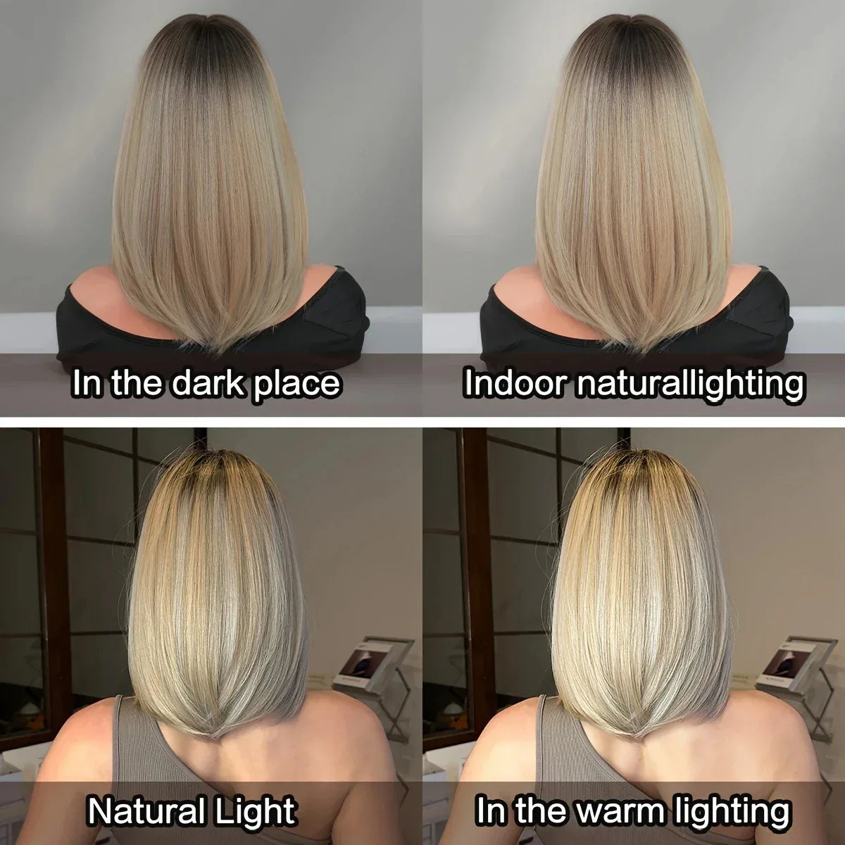 Women's Khaki Gradient Bob Wig - Synthetic Fiber Wig for Every Occasion Se13f4d490d6f4afaa6139b50bea0bcb0D