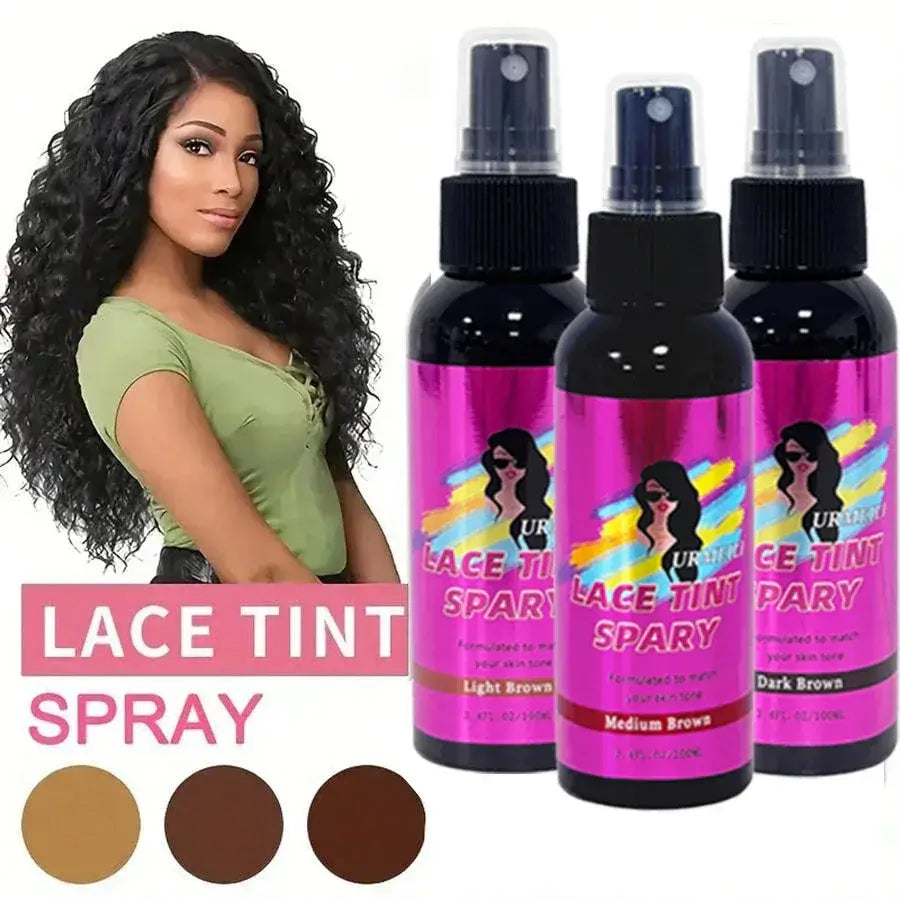 100ML Waterproof Lace Tint Spray Concealer Mousse Melting for Wigs Lace Closure Front Toupees Edge Control Hair Makeup - 