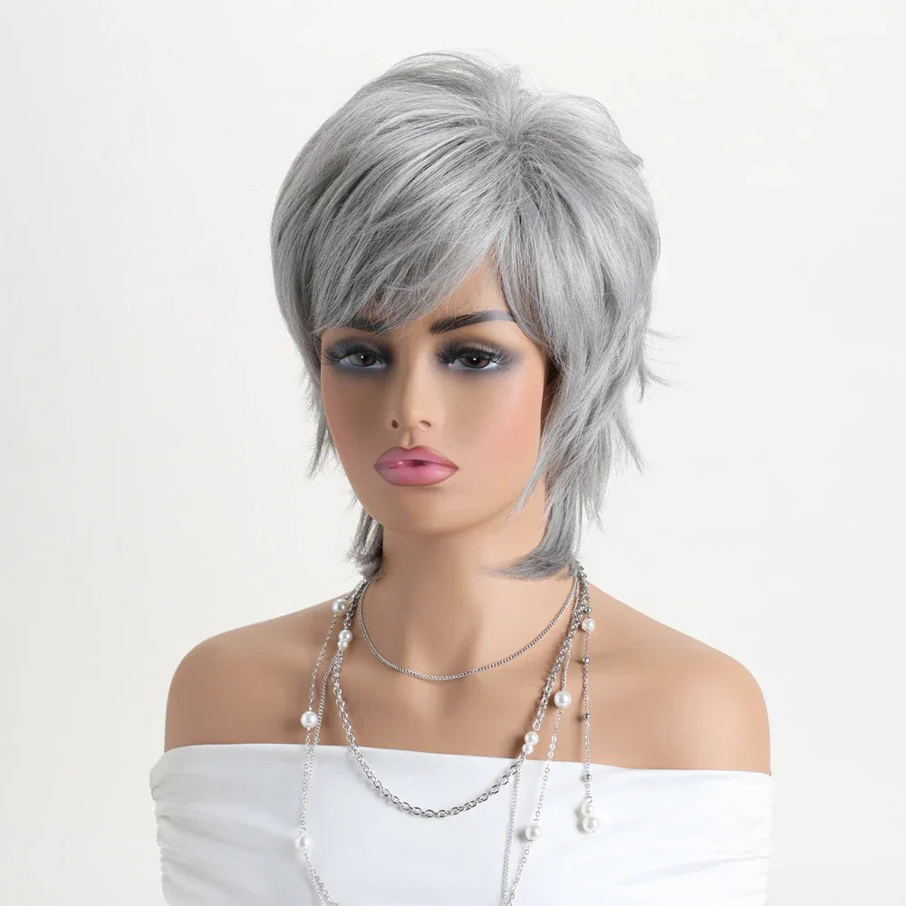 Short Natural Wigs with Bangs - Soft Brown Ombre Curly Synthetic Hair for Daily Use and Costume Parties Se783930f028a4dc09c8deecc0589537fr