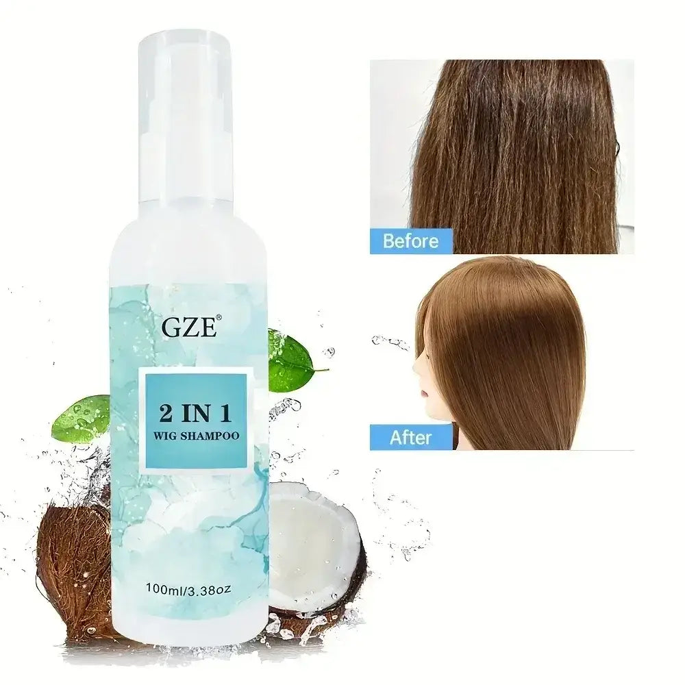 GZE Wig Shampoo for Synthetic Hair - 2 IN 1 Deep Cleansing, Soak & Rinse, Moisturizes and Revitalizes