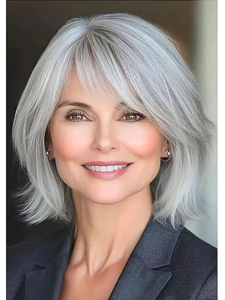 HAIRJOY Synthetic Hair Wig Short Grey Wig for Women Sf39bca15518144dcb1f4b9ac7046cd201