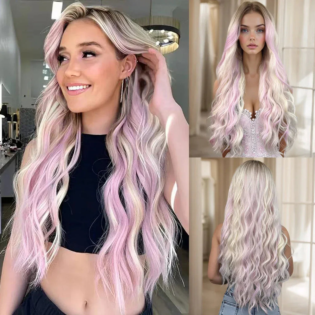 28 Inch Synthetic Wig Light Brown with Highlights - Long Wavy Hair for Everyday and Party Looks 405 28inches Sfd0164d83e9e4e938a91dc63e8a78b72W