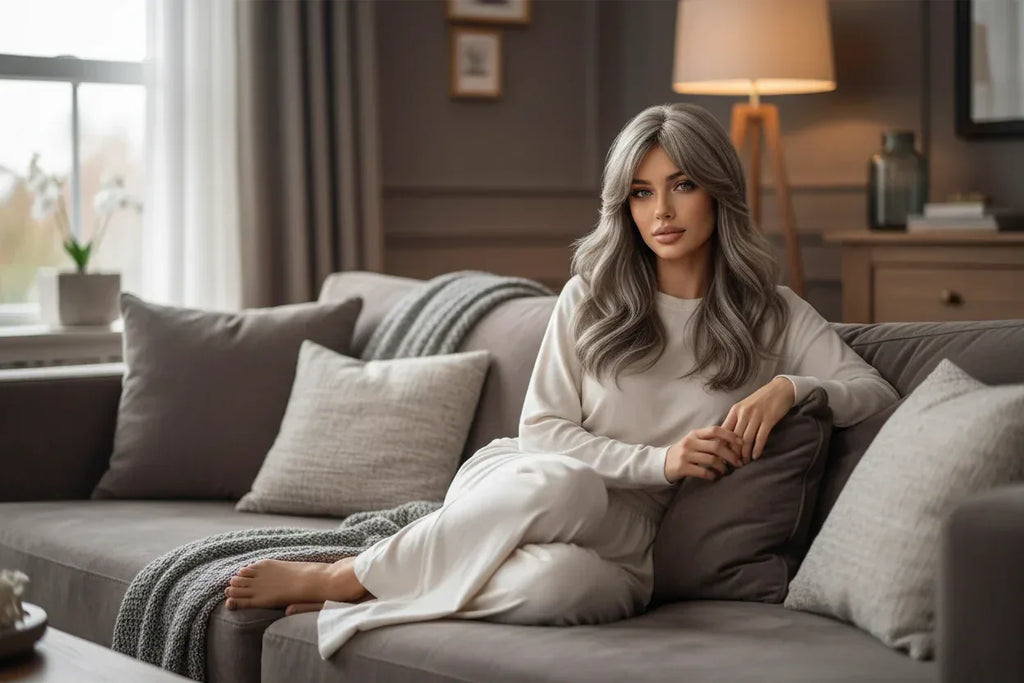 Ash Brown Silver Wig Home