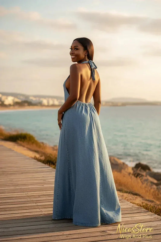 Rochie denim beach - croială exactă