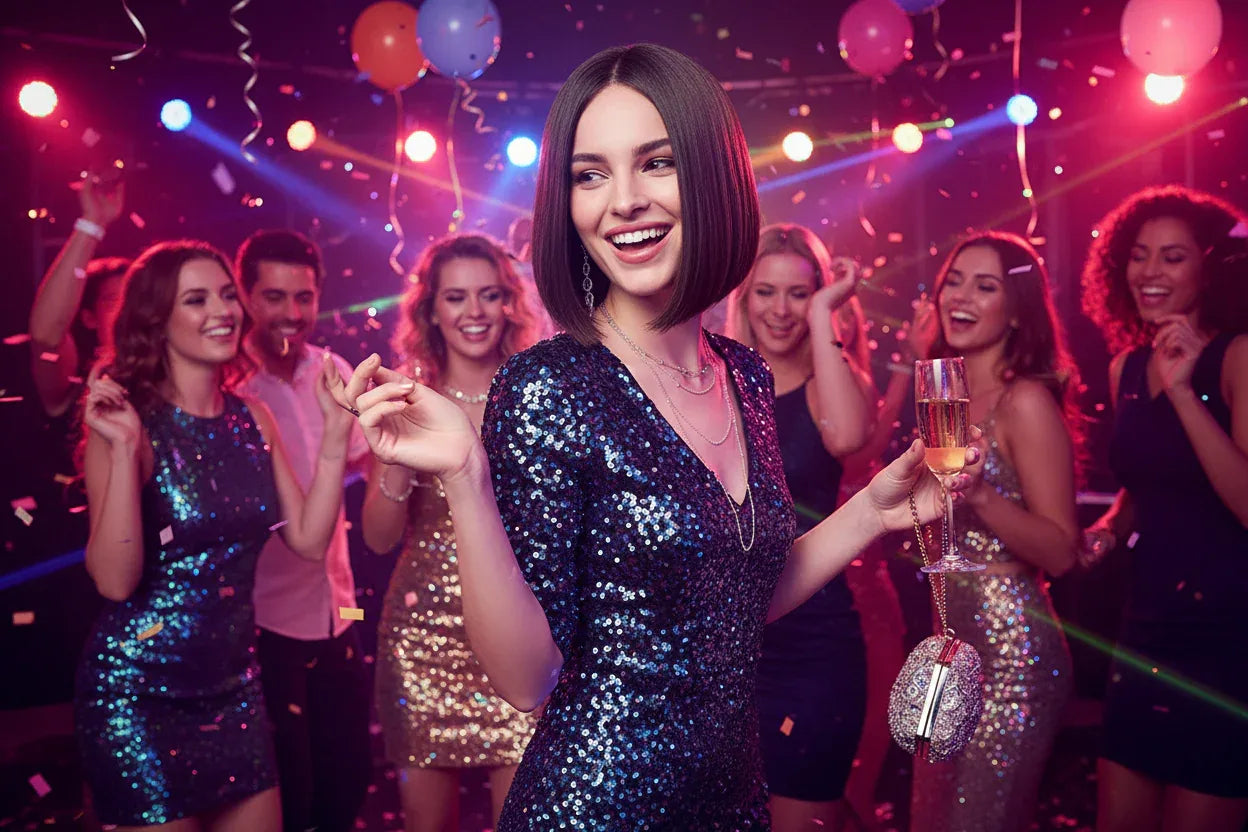 Black Ombre Bob Party