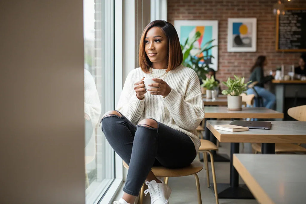 Brown Ombre Bob Coffee - Black Woman