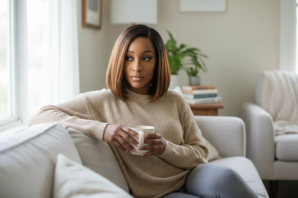 Brown Ombre Bob Home - Black Woman