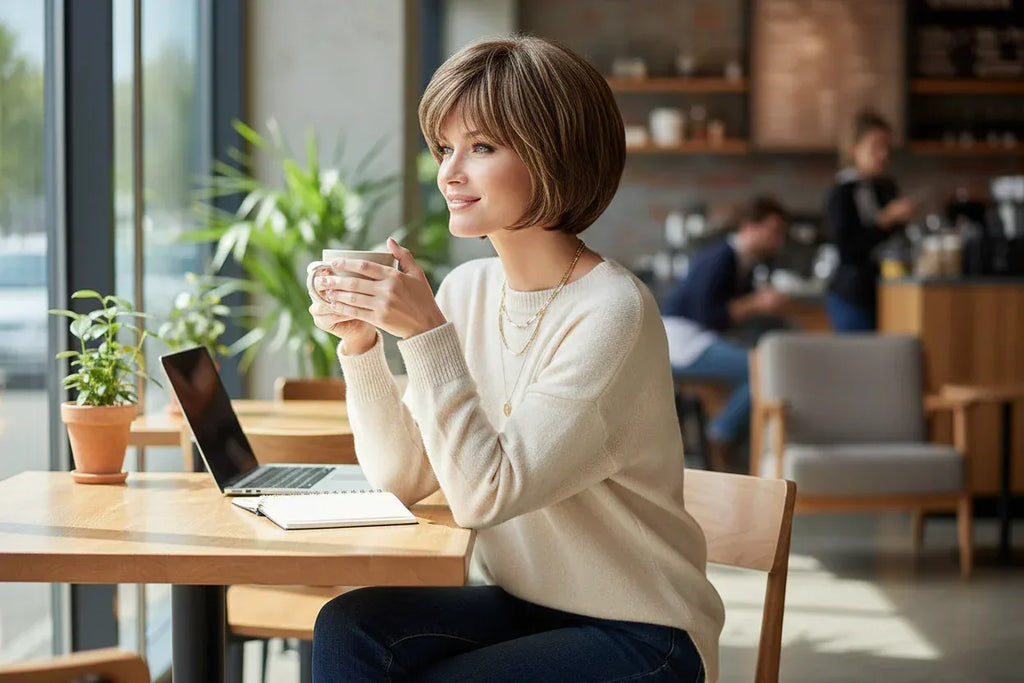 Brown Wig with Bangs Coffee