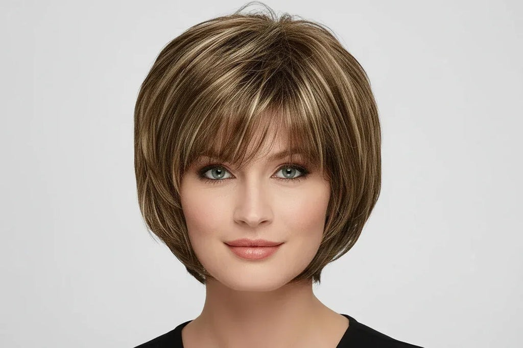 Brown Wig with Bangs Portrait