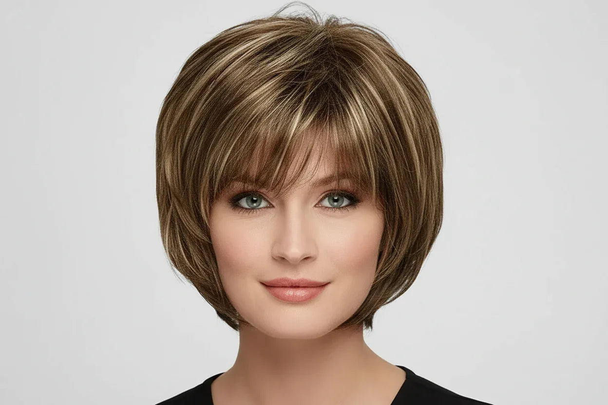 Brown Wig with Bangs Portrait