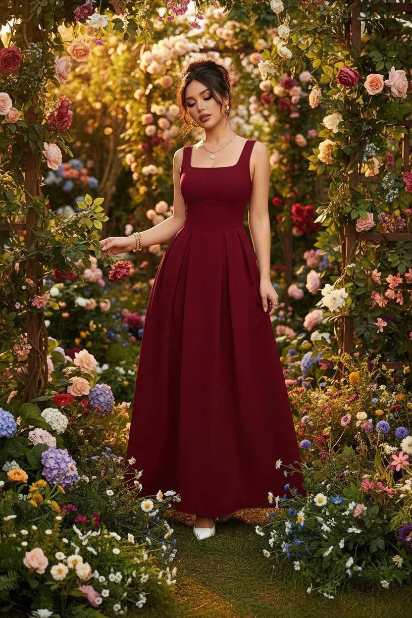 Burgundy Maxi Dress Garden - Professional Quality