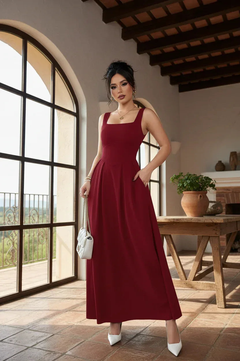 Burgundy Maxi Dress Villa - Professional Quality