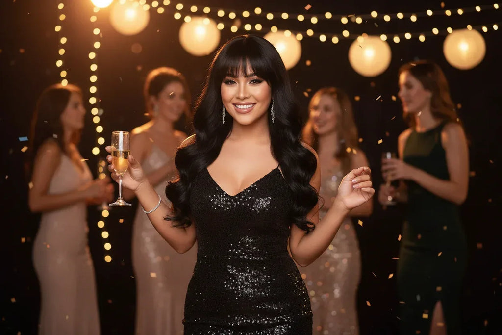 Center-Parted Long Red Curly Synthetic Wig for Halloween, Cosplay, and Daily Use - 